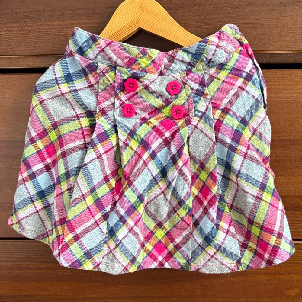 Gymboree Multicolor Plaid Skirt with Pink built in shorts